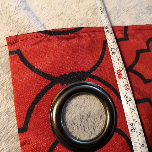 2 Panels Moroccan Print Window Curtains Red and Black - Picture 5 of 7